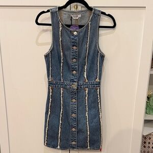 Re/Done Blue Denim Mini Dress with Button Detail